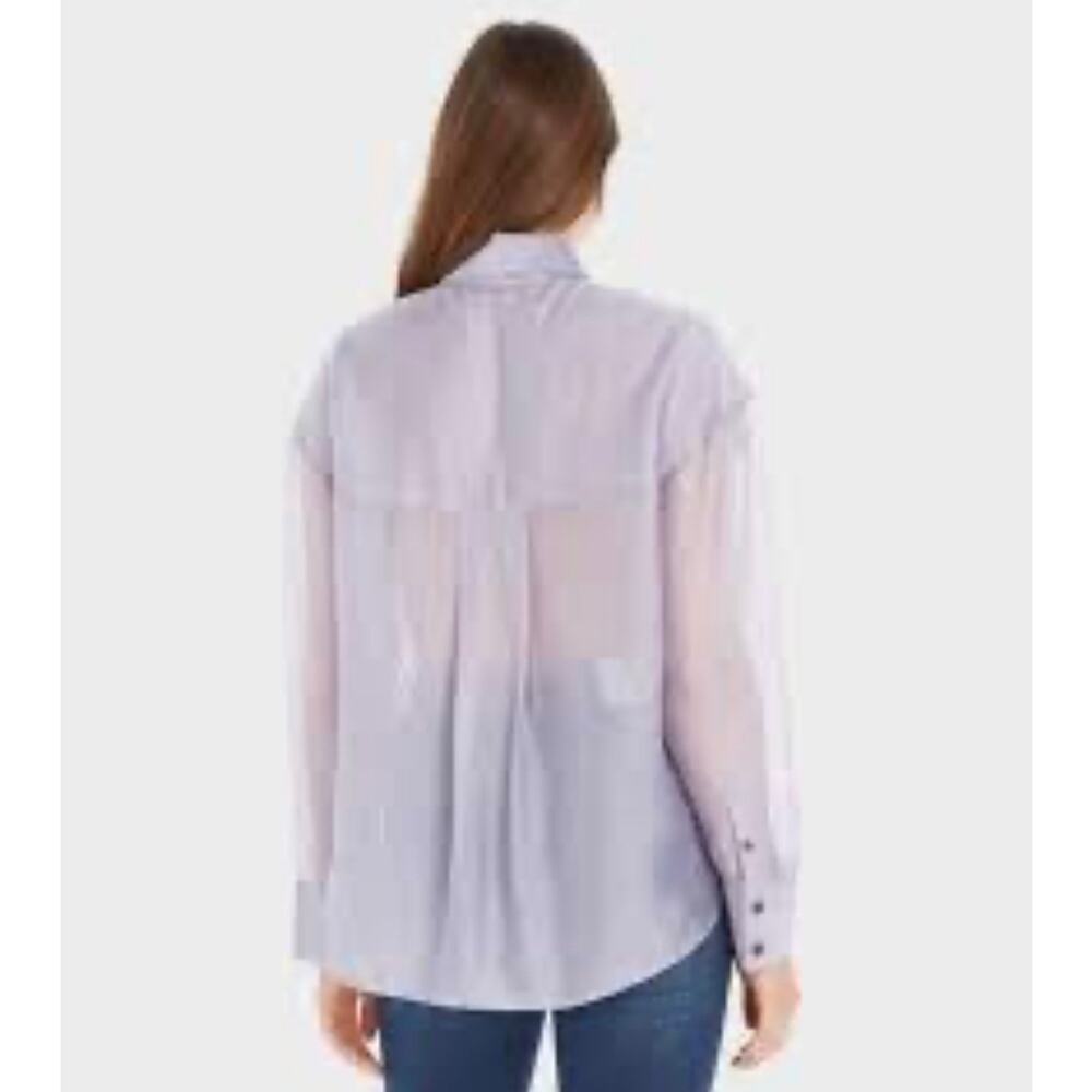 Calvin Klein Jeans 100% cotton sheer white long sleeve button shirt SZ XS